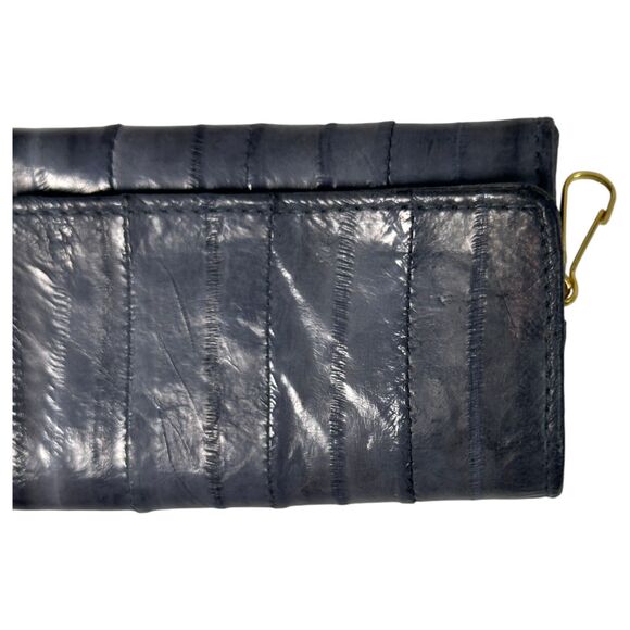 Vintage Eel Skin Grey Gold Hardware Key Case Coin Purse - Picture 3 of 4